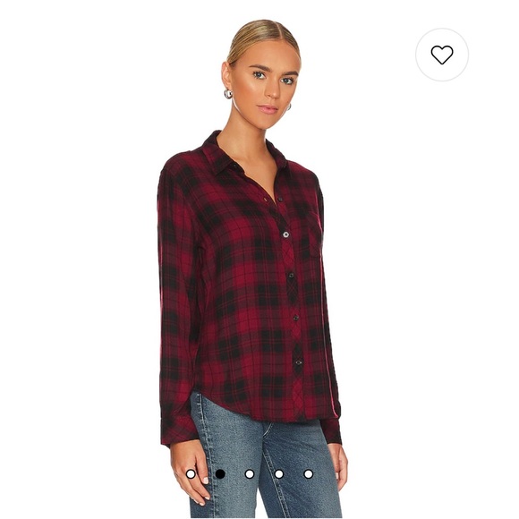 Rails Red & Navy Plaid Checker Flannel Button Down Long Sleeve Shirt Size XSmall - Picture 2 of 6